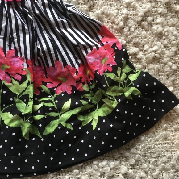 NEW Baby's Black & White Floral Striped Dress 12M - Picture 3 of 6